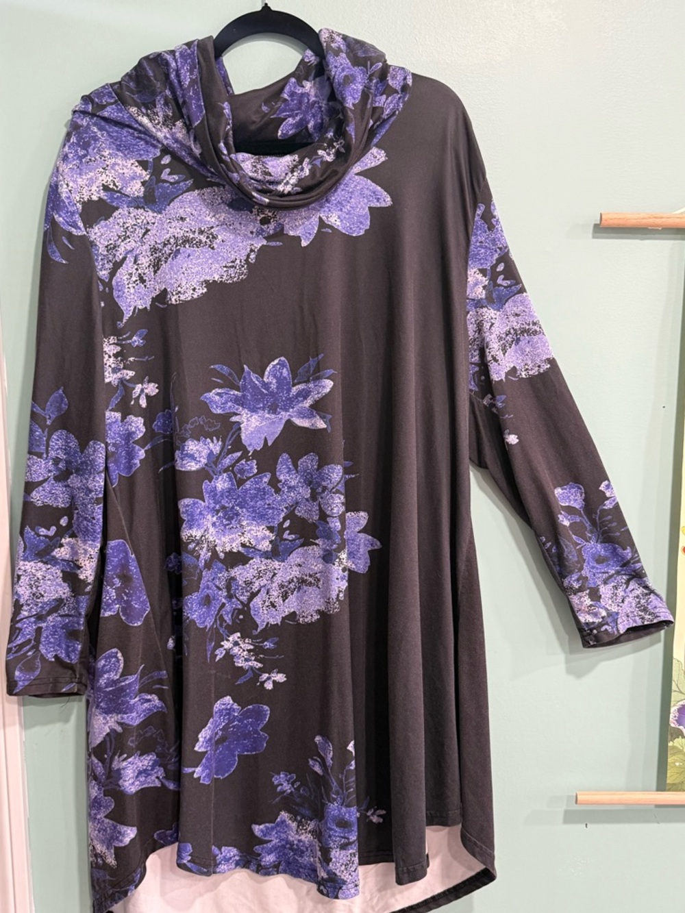 Lily Cowl Neck Tunic with Purple Floral Print